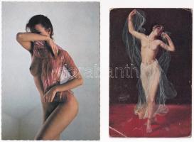 8 db főleg MODERN motívum képeslap: hölgyek, erotikus is / 8 mostly modern motive postcards: ladies,...