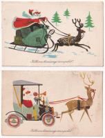 22 db MODERN motívum képeslap: grafikai üdvözlő, Mikulás / 22 modern motive postcards: graphic greet...