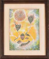 Bolmányi Ferenc (1904-1990): Léggömb. Tempera, ceruza, papír, jelzett, üvegezett fa keretben, hátold...