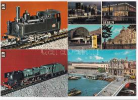 19 db MODERN motívum képeslap: vasutak és vasútállomások, vonatok / 19 modern motive postcards: railway stations, trains