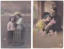 5 db RÉGI motívum képeslap: romantikus párok / 5 pre-1945 motive postcards: romantic couples