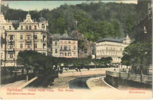 1906 Karlovy Vary, Karlsbad; Grand Hotel Pupp, Alte Wiese (EK)