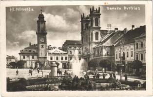 Besztercebánya, Banská Bystrica; Fő tér, Desider Steiner, Móric Rosenfeld és Löwy üzlete / Hl. námestie / main square, shops. photo