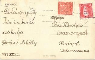 1935 Körmöcbánya, Kremnitz, Kremnica; Szentháromság szobor / Trinity statue. Luna B