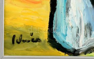 Schéner Mihály (1923-2009): Velence. Olaj, farost, jelzett, hátoldalán autográf felirattal, fa keret...