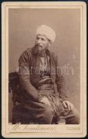 cca 1880-1890 Cernik (Slavonien Cernik),muszlim férfi portréja, keményhátú fotó, Cernik, St. Tomlinovic, 10x6 cm /  cca 1880-1890 Portrait of a muslim man, board photo, Cernik, St. Tomlinovic, 10x6 cm