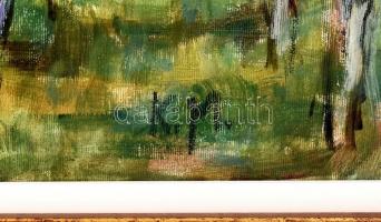 Katja Mandics (?-): Tájkép. Olaj, vászon, jelzett. Dekoratív fa keretben. 55×70 cm