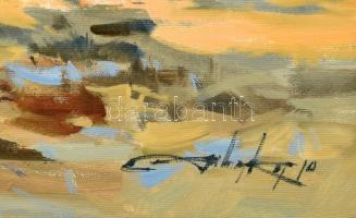 Tarasz Tabaka (1965-): Tengerparti sziklák. Olaj, vászon, jelzett. Dekoratív keretben. 80×80 cm