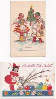 8 db RÉGI magyar népviseletes motívum képeslap üdvözlettel / 8 pre-1945 Hungarian folklore motive po...