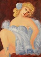 Jelzés nélkül: Női portré. Olaj, vászon. Díszes, kissé sérült blondel keretben, 80x60 cm