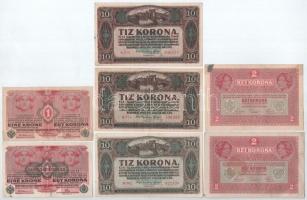 1916. 1K (2x, egyik zöld DEUTSCHÖSTERREICH felülbélyegzéssel) + 1917. 2K (2x) + 1920. 10K (3x) T:III közte szép papír