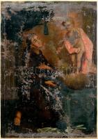 Ismeretlen XVIII. századi festő: Szent Antal és a kis Jézus.  Jelzés nélkül. 64x45 cm. A festmény múzeumi restauráláson és konzerváláson esett át. Retusálás nélkül, az eredeti állapotában fellelt sérülések és hibák találhatóak rajta. Dublírozott.