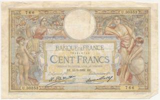 Franciaország 1931. 100Fr T:III,III- tűlyukak France 1931. 100 Francs C:F,VG needle holes Krause P#78.b