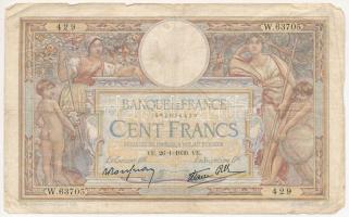 Franciaország 1939. 100Fr T:III,III- tűlyukak France 1939. 100 Francs C:F,VG needle holes Krause P#86.b