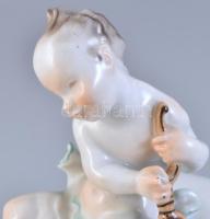 Herendi figurális bonbonniere, Jelzett, sérült. m: 15cm