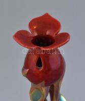 Zsolnay modern tulipán váza, eozin mázas, jelzett, kis kopásnyomokkal, mázrepedésekkel, m: 20 cm