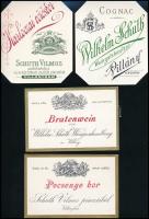 cca 1880-1900 Schuth Vilmos cs. és kir. udvari szállító pincéi borcímkék, 10 db, közte több különfél...
