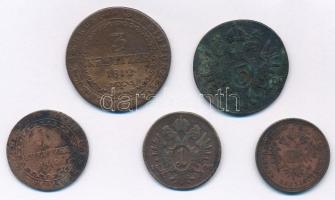 1800B 1kr Cu "I. Ferenc" + 1800S 3kr Cu "I. Ferenc" + 1812B 1kr Cu "I. Fere...