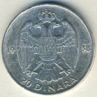 Jugoszlávia 1938. 20D Ag T:3