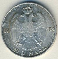 Jugoszlávia 1938. 20D Ag T:3 ph.