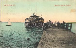 1917 Keszthely, Balaton parti kikötő, Baross gőzös. Gál testvérek kiadása