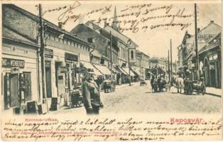 1903 Kaposvár, Korona utca, Honig és Weinberger, Spitzer Emil, Fekete Lajos üzlete