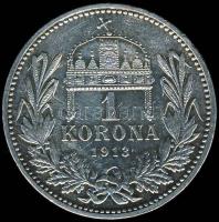 1913. 1K Ag T:2 RR!! Csak 5214db!
