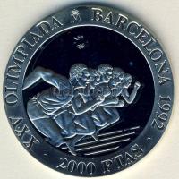 Spanyolország 1992. 2000P Ag "Olimpia-futás" T:PP Tanúsítvánnyal!