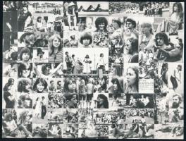 1980 Pataki Zoltán szegedi fotóművész pecsétjével jelzett fotómontázs az 1980-as Szegedi Ifjúsági Napok résztvevőiről, 17x22,8 cm