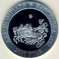 Spanyolország 1992. 2000P Ag "Olimpia-fogathajtás" T:PP Tanúsítvánnyal!