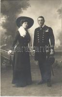 1909 Linienschiffsleutnant / Sorhajóhadnagy / Austro-Hungarian Navy, K.u.K. Kriegsmarine, Ship-of-the-line lieutenant with lady. photo