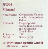 Spanyolország 1991. 2000P Ag "Olimpia-zászló, láng, ötkarika" T:PP Tanúsítvánnyal!