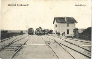1919 Romhány, vasútállomás, vonat, gőzmozdony