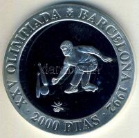 Spanyolország 1991. 2000P Ag "Olimpia-bowling" T:PP Tanúsítvánnyal!