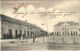 1908 Kunszentmárton, Piac tér, üzlete. Sáray Albert felvétele, Wolf Dezső kiadása (EK)