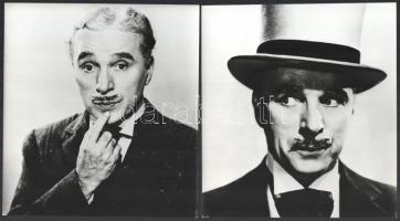 cca 1965 Charlie Chaplin (1889-1977) Oscar-díjas filmrendező, filmszínész a Monsieur Verdoux c. film néhány jelenetében, 5 db fotó Pánczél György (1920-?) filmtörténész film- és színházifotó gyűjteményéből, 19,5x18 cm és 15x23,2 cm között