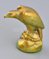 3 db Zsolnay eozin mázas figura: Béka, sas, róka (lepattanással), jelzett. Kettő hibátlan m: 4, 6, 6...