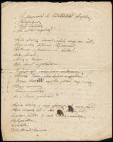 cca 1860 Arany János: Rákócziné c. versének, kézzel írt másolata 4 beírt oldalon