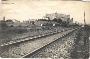 Zólyom, Zvolen; vár, vasútvonal / castle, railway tracks (vágott / cut)