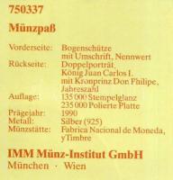 Spanyolország 1990. 2000P Ag "Olimpia-íjászat" T:PP Tanúsítvánnyal!