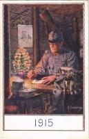 Weihnachten 1915 / WWI Austro-Hungarian K.u.K. military art postcard with Christmas greeting s: Kuderna (EK)