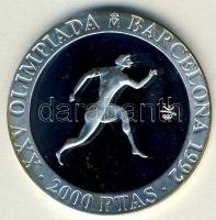 Spanyolország 1990. 2000P Ag "Olimpia-futás" T:PP Tanúsítvánnyal!