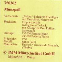 Spanyolország 1990. 2000P Ag "Olimpia-pelota" T:PP Tanúsítvánnyal!