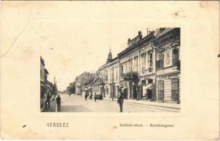 1912 Versec, Vrsac; Székház utca, Lazar Butzul üzlete / Residenzgasse / street view, shops (EB)