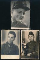 cca 1940 3 db, katonákat ábrázoló fotólap