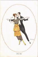 One Step Dancing romantic couple art postcard. Vierfarbendruck-Künstlerkarte Nr. 1107. s: Hedwig Grunwald