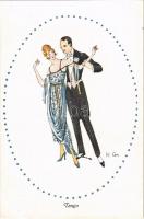 Tango Dancing romantic couple art postcard. Vierfarbendruck-Künstlerkarte Nr. 1112. s: Hedwig Grunwald