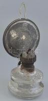 1 db régi üveg testű petroleum lámpa üveg bura nélkül. 28 cm