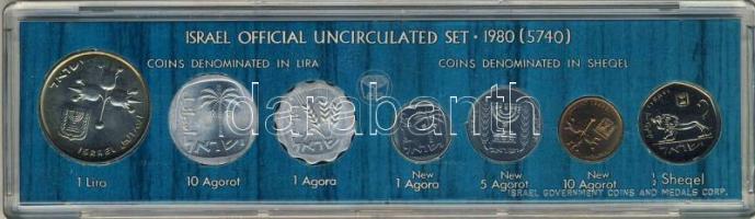 Izrael 1980. 1A, 10A, 1L, 1NA, 5NA, 10NA, 1/2Sh szettben "Lírától a Sheqel-ig" T:1