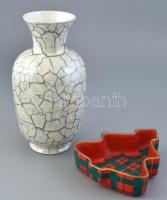 2 db kerámia. Witeg Kőporc váza és fenyő alakú kínáló 27 cm